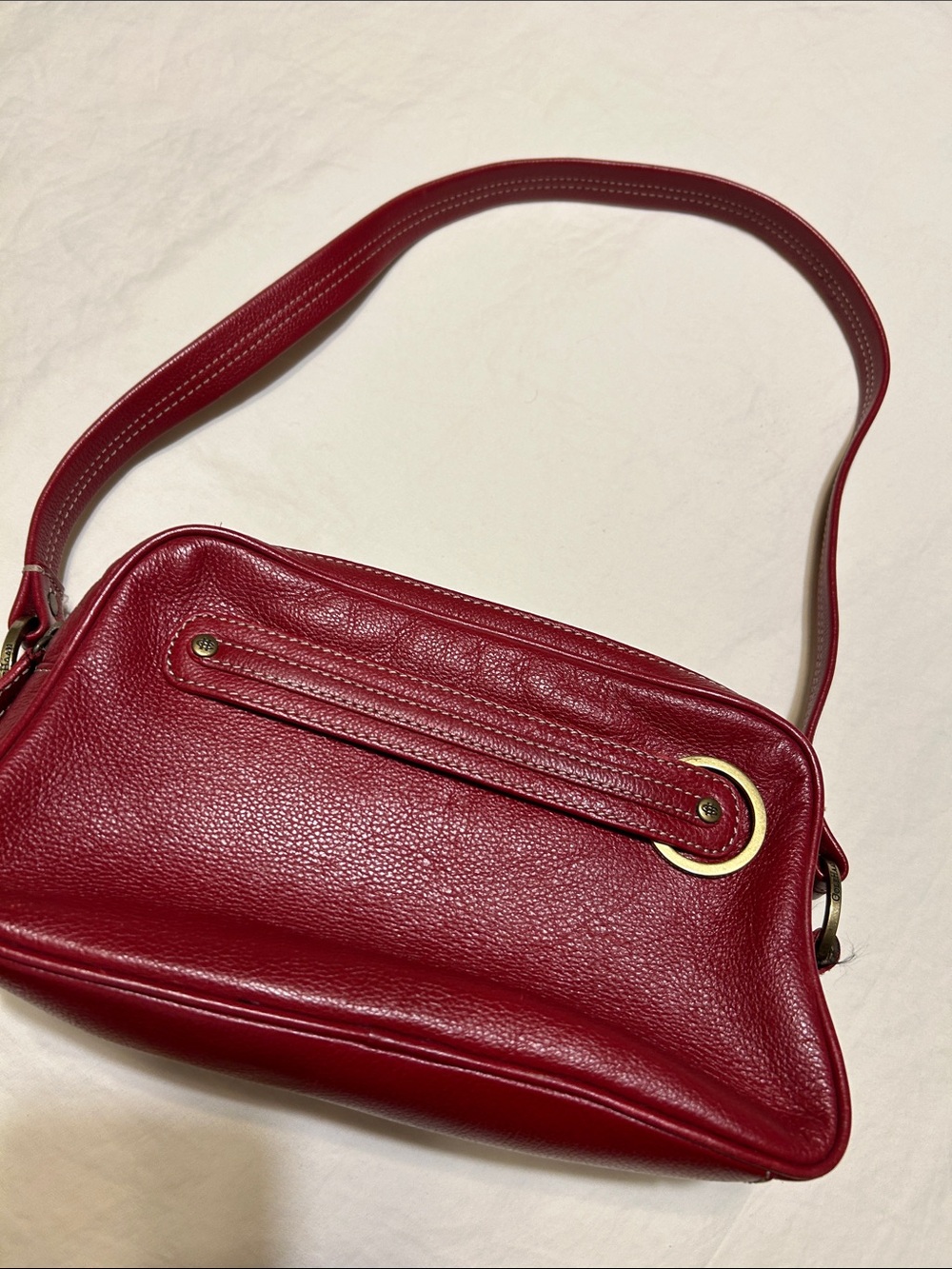 Cole Haan Red Leather Shoulder Bag with Gold Accents - Picture 10 of 11